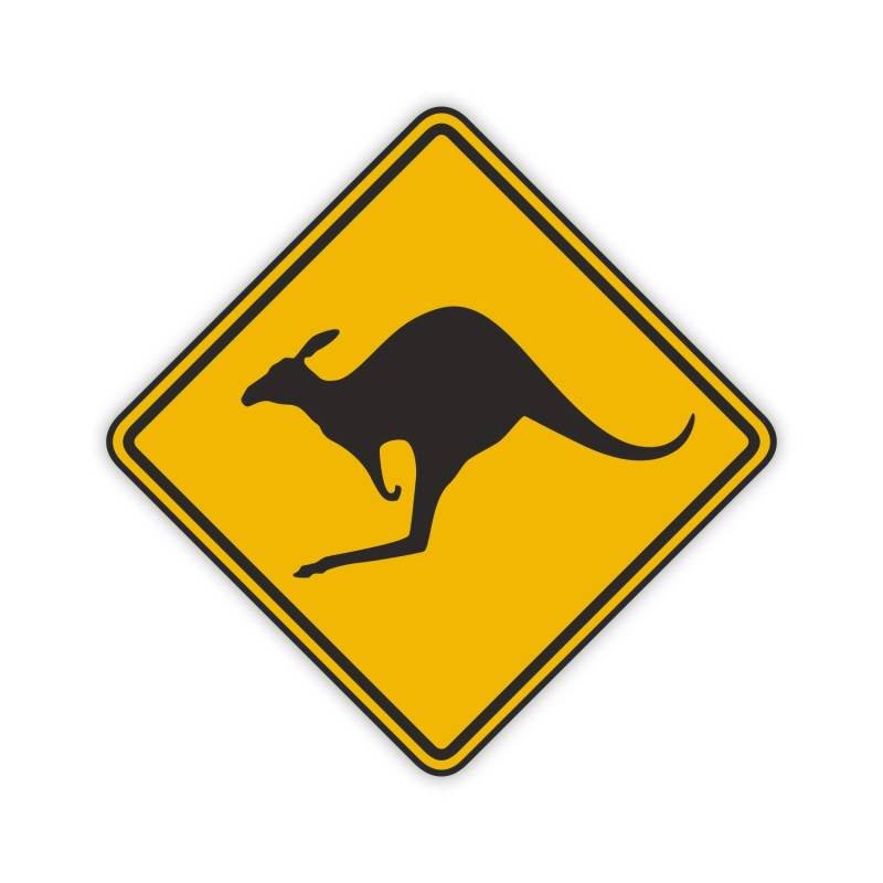 easydruck24de 1 Sticker Vorsicht Känguru I kfz052 I 10 x 10 cm I Kangaroo Australien Australia Outback car Decal I Auto-Aufkleber Motorrad Roller Laptop wetterfest von easydruck24de