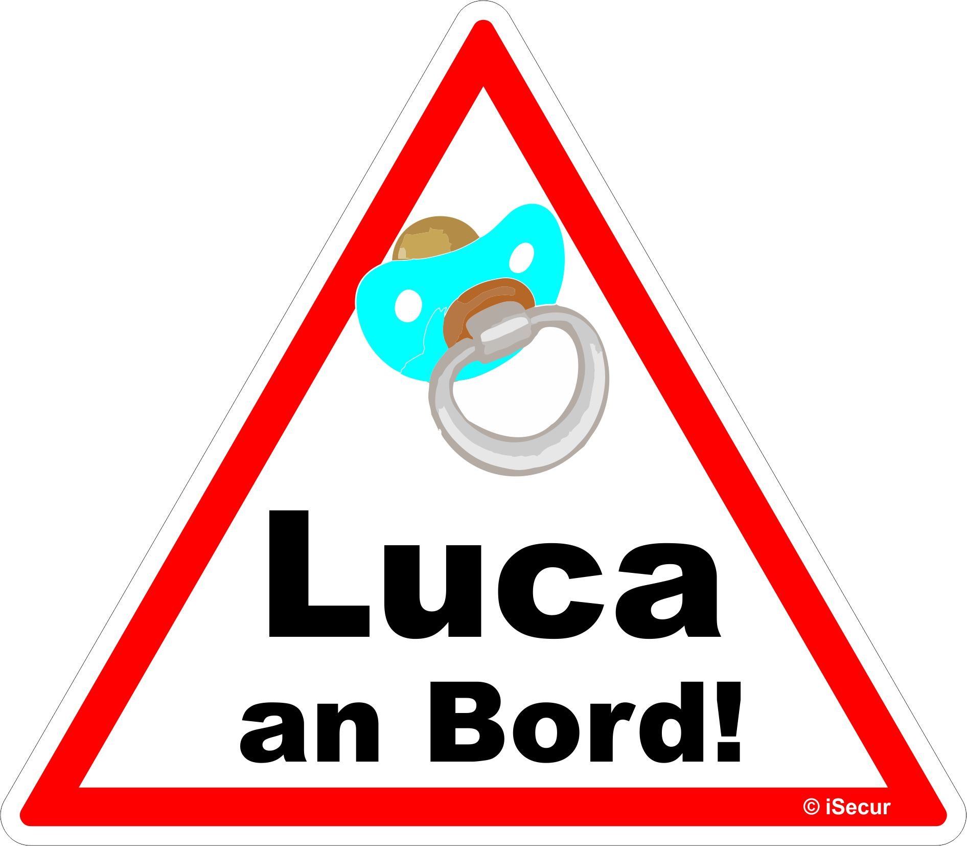 easydruck24de Auto-Aufkleber Baby an Bord Luca I 16 x 14 cm groß Junge Sticker I kfz_449 von easydruck24de