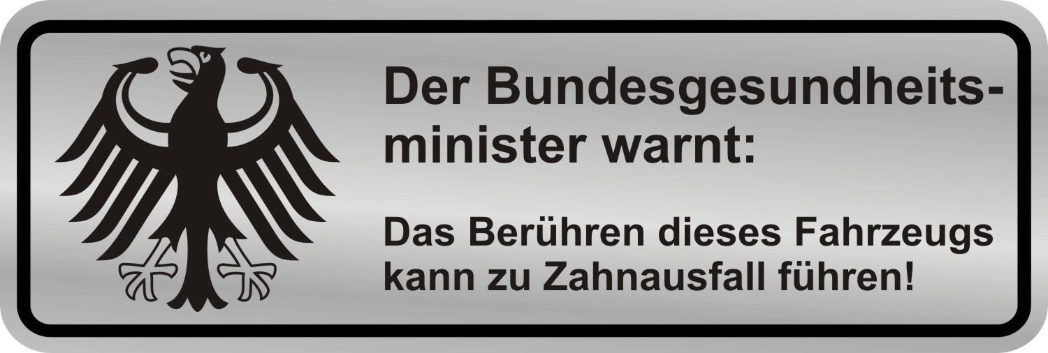 easydruck24de Fun-Aufkleber Warnung Zahnausfall I lustiger Spruch für Motorrad Mofa, als Auto-Aufkleber Fahrrad-Aufkleber I wetterfest (Silber - 15 x 5 cm) I kfz_367 von easydruck24de