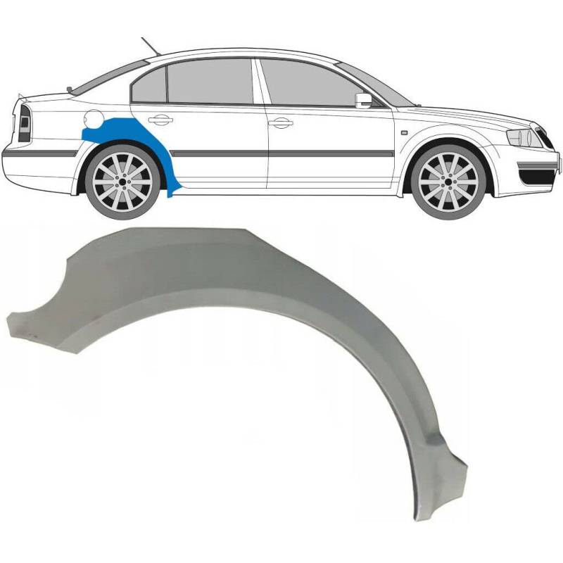 Hinterradlauf-Reparaturplatte passend für Skoda Superb 3U4 / 2002–2008 / unlackierter Stahl / rechte Seite (Fahrerseite / Abseite/O/S) / Beseitigen Sie Rost in Ihrem Auto von easyparts