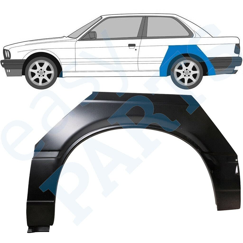 Radlauf-Reparaturblech für hinten, passend für BMW 3/1982 1987 / E30 / 2-Türer / Stahl unlackiert / linke Seite (Beifahrerseite/Beifahrerseite/Beifahrerseite/N/S) / Beseitigen Sie Rost in Ihrem Auto. von easyparts