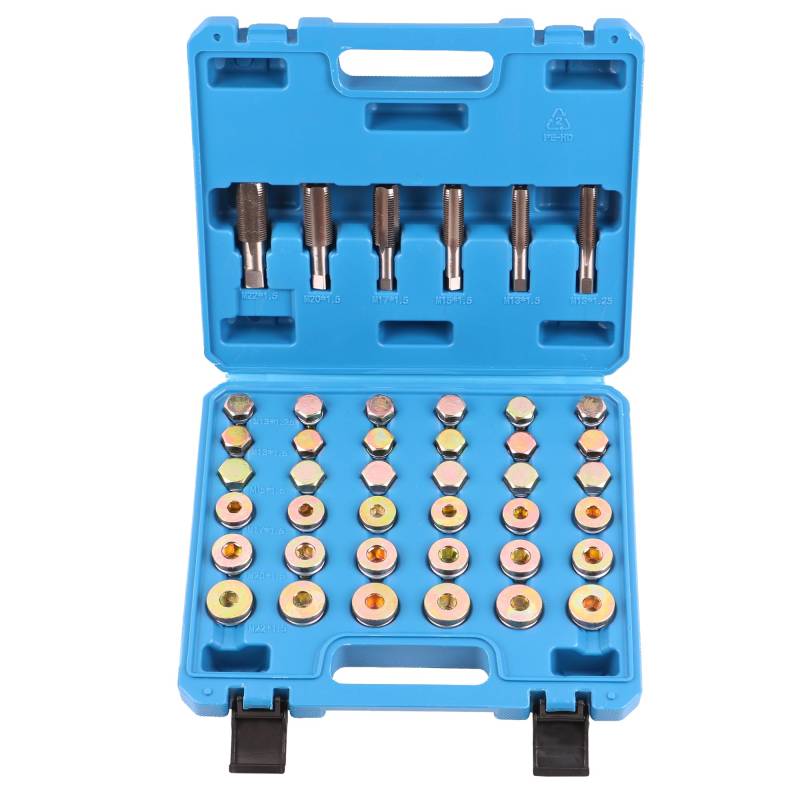 echtools 114 teiliges Ölablassschraubenset Reparatur KFZ Öl Ölwechsel Ablassschrauben Gewindeschneider Ölwannen Dichtringe PKW M13 M15 M17 M20 M22 von echtools