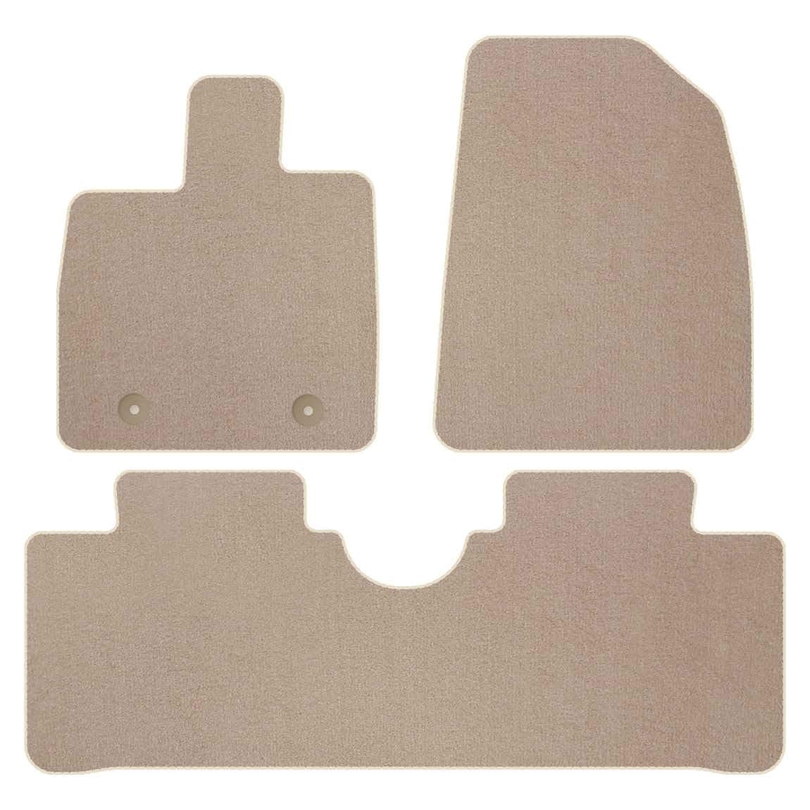 Premium Velourmattenset für BYD Dolphin ab Bj. 2023 3-TLG. PREM BEIGE runde Befestigungen Veloursfussmatten Automatten Passform Neu von edecor