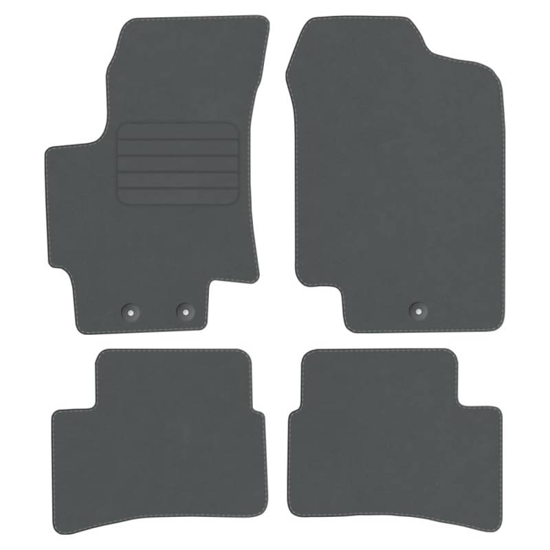 Velourmattenset für Kia Rio II 2010-2011 STD GRAU runde Befestigungen Automatten Veloursfussmatten Mit Absatzschoner Passform Neu von edecor