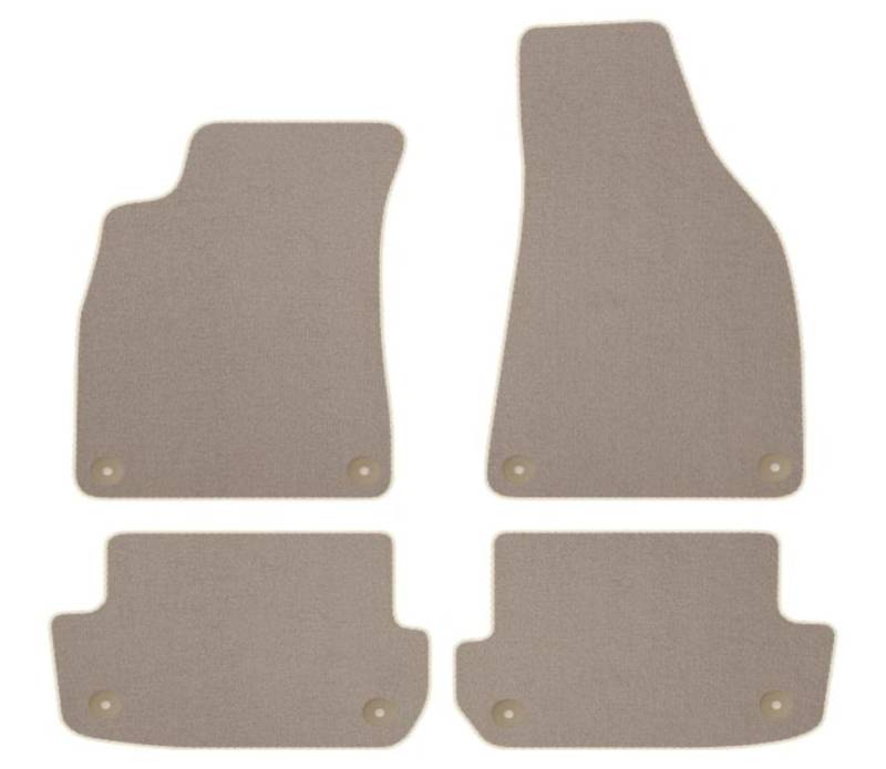 Velourmattenset für Audi A4 B6 Cabrio Bj. 2002 - 2006 STD BEIGE runde Befestigungen Veloursfussmatten Automatten Passform Neu von edecor