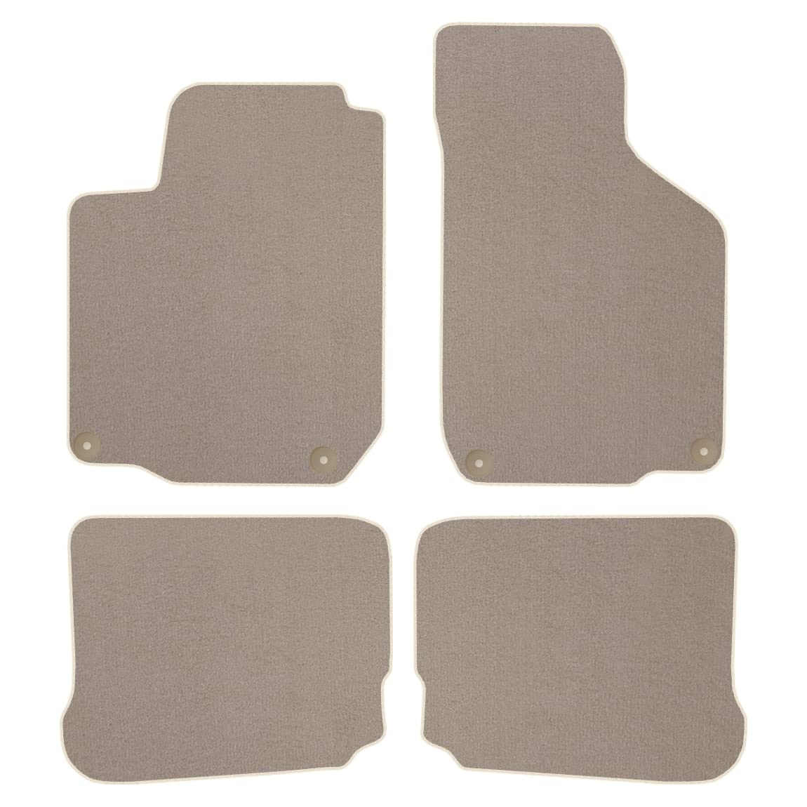 Veloursfussmatten Automatten Velourmattenset für VW New Beetle Bj. 1997 – 2010 Passform Neu STD BEIGE runde Befestigungen von edecor