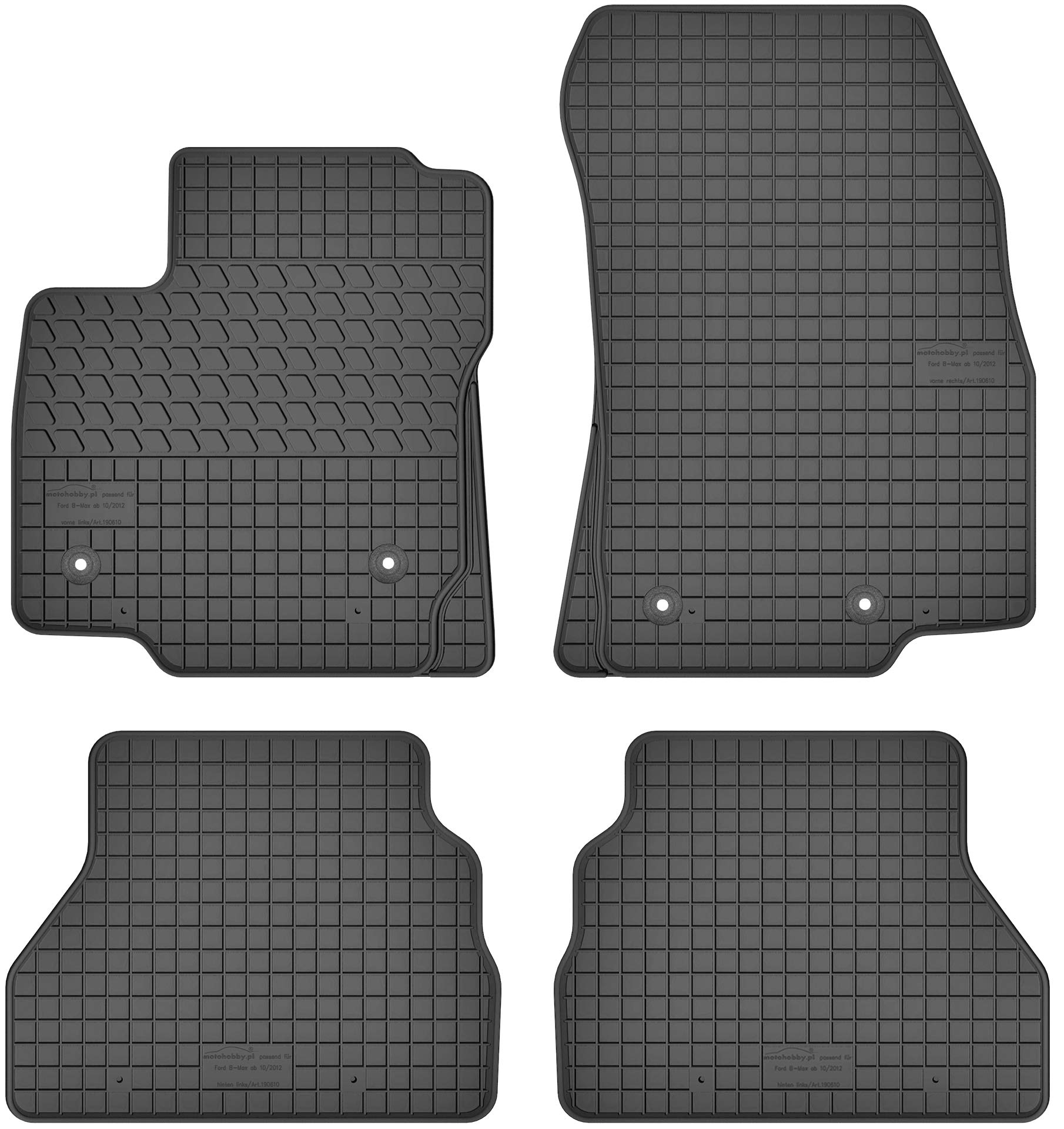 edecor Gummimatten Automatten Gummifussmatten Gummi Fußmatten Satz Set für Ford B-Max Bj. 2012-2017 von edecor