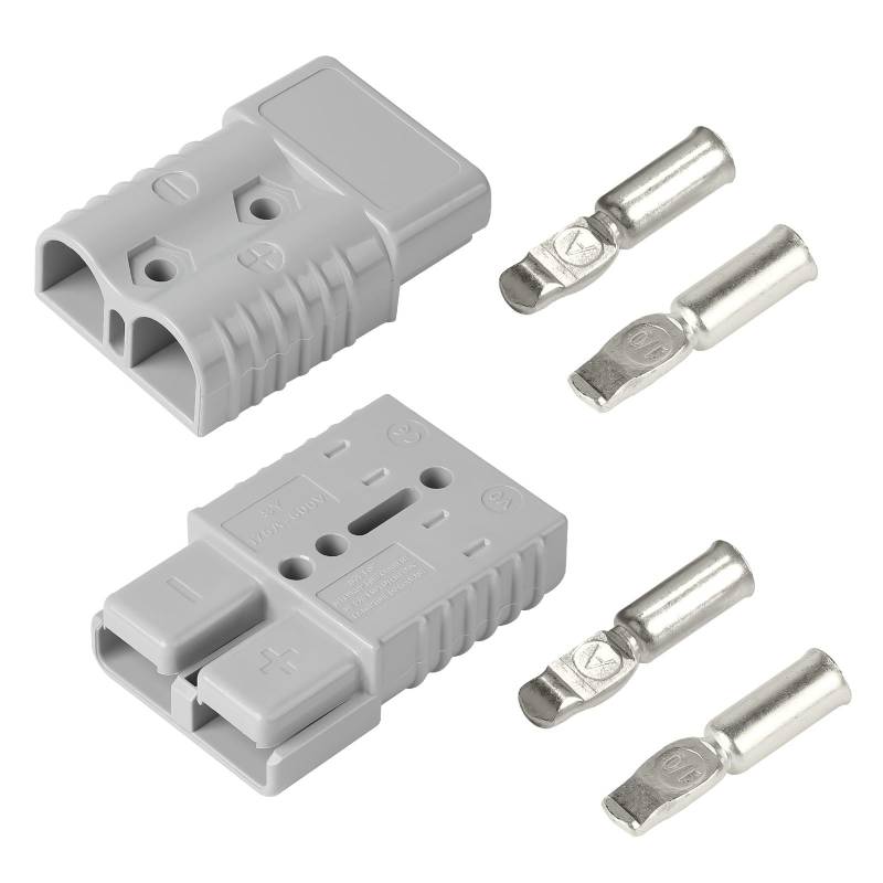 efuturetime 2 STK. Anderson Stecker 175A, Batterieanschluss 175A 600V, Batterie Schnelltrennstecker, Hochstromstecker für Autos, Wohnwagen, Boote, Solarsysteme, Grau von efuturetime