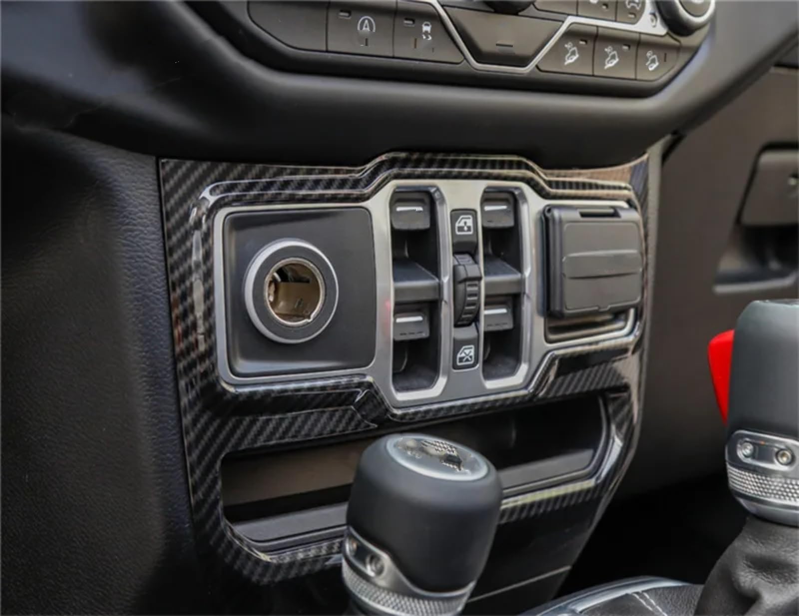 eglci CD-Panel-Zierleiste Kompatibel Mit Jeep Für Wrangler Für JL 2018 2019 2020 2021 2022. Bunte Zentrale Steuerung Autofensterschalter-Panelabdeckung Zubehör Innenraum(Black Carbon) von eglci