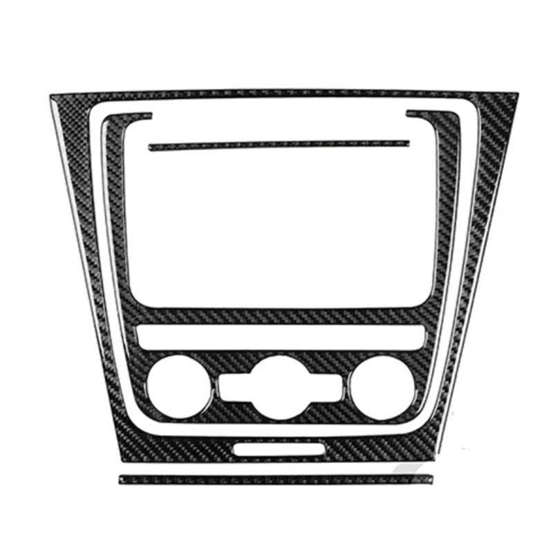 eglci CD-Panel-Zierleiste Kompatibel Mit VW Für Passat Nms B7 2012 2013 2014 2015 2016 2017 2018 2019 Mittelkonsole Klimaanlage Panel Set Carbon Faser Muster Aufkleber(Black Carbon) von eglci