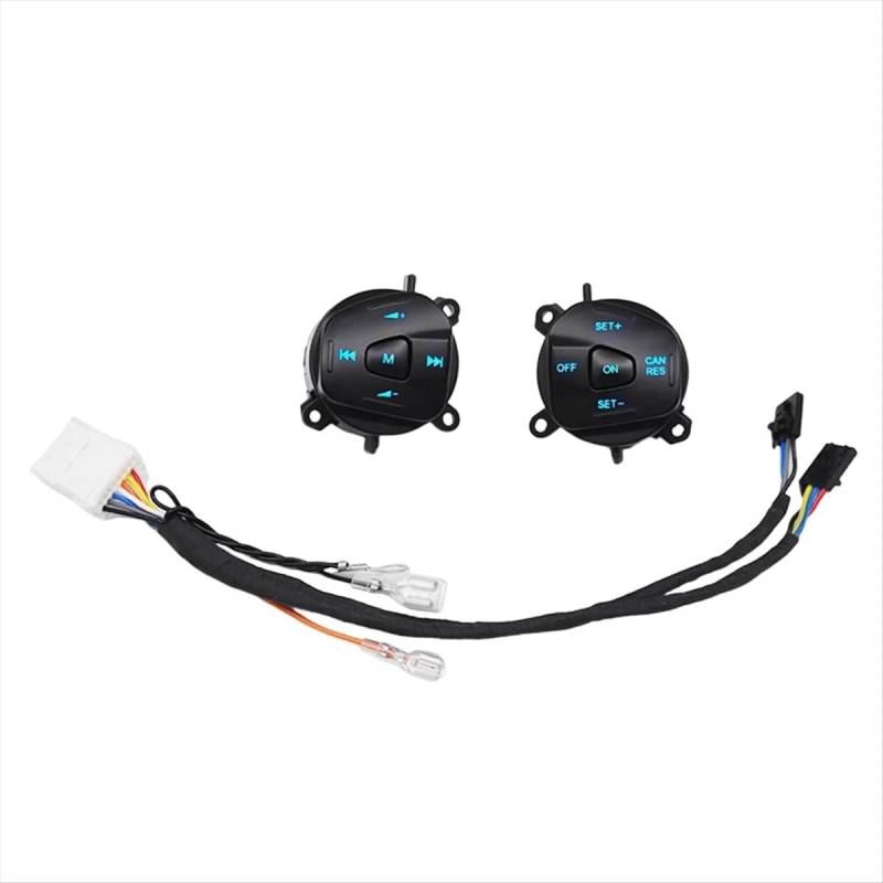 eglci Kompatibel Mit Ford Für Fiesta Mk7 Mk8 Für Escort Für Ecosport 2013 2014 2015 Blauer Lenkrad-Tempomat-Schalterknopf Mit Verkabelung Lenkrad Tasten Switch von eglci