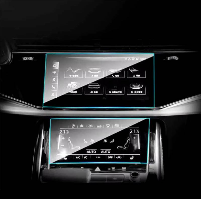 eglci Kompatibel Mit Q8 Für Q7 2020 2021, Auto-GPS-LCD-Armaturenbrett-Displayschutz, Auto-Navigation, Gehärtetes Glas, Displayschutzfolie Auto Navigationsfolie(Upper and Lower) von eglci