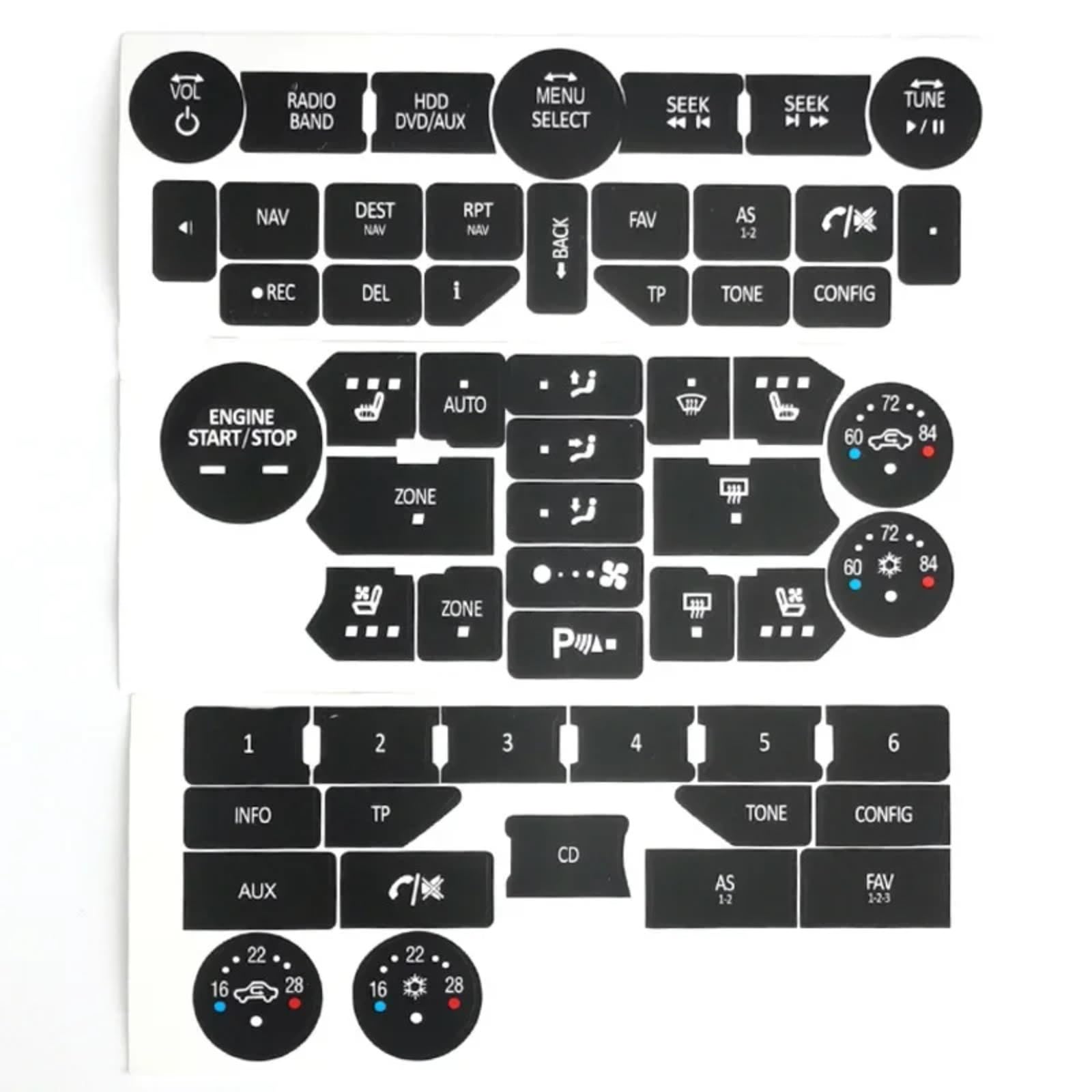 eglci Kompatibel Mit SAAB Für 9-5NG 9-4X Autoinnenraum Multimedia AC Klimabedienknopf Reparatursatz Ersatzaufkleber Autoaufkleber Autoschalterabdeckung von eglci