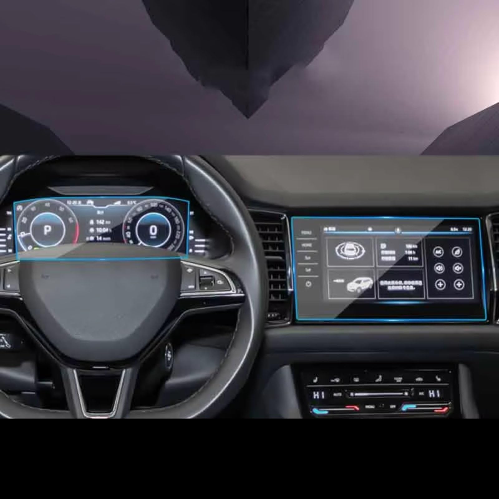 eglci Kompatibel Mit Skoda Für Kodiaq 2021, Autozubehör, 9,2 Zoll, Infotainment, GPS, Navigation, Gehärtetes Glas, Displayschutzfolie Auto Navigationsfolie(Instrument) von eglci