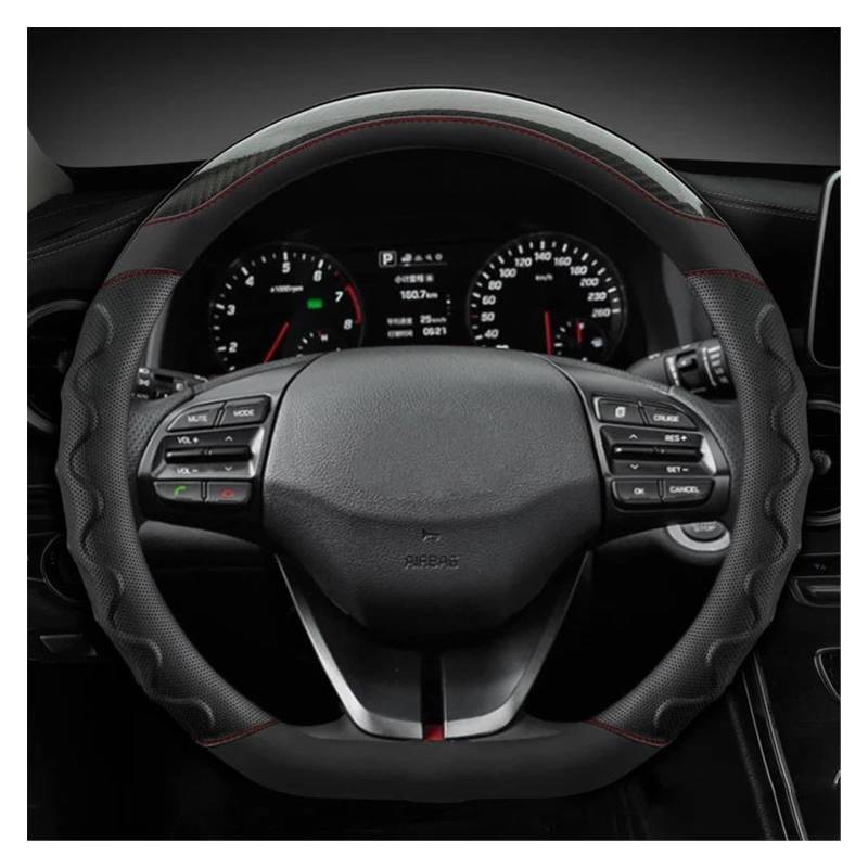 eglci Lenkradhülle für Auto Kompatibel Mit Hyundai Für Sonata 9 2015 2016–2017 Für Elantra 4 Für Sport 2015–2019. 38 Cm/15 In D-Form. Auto-Lenkradabdeckung(color1) von eglci