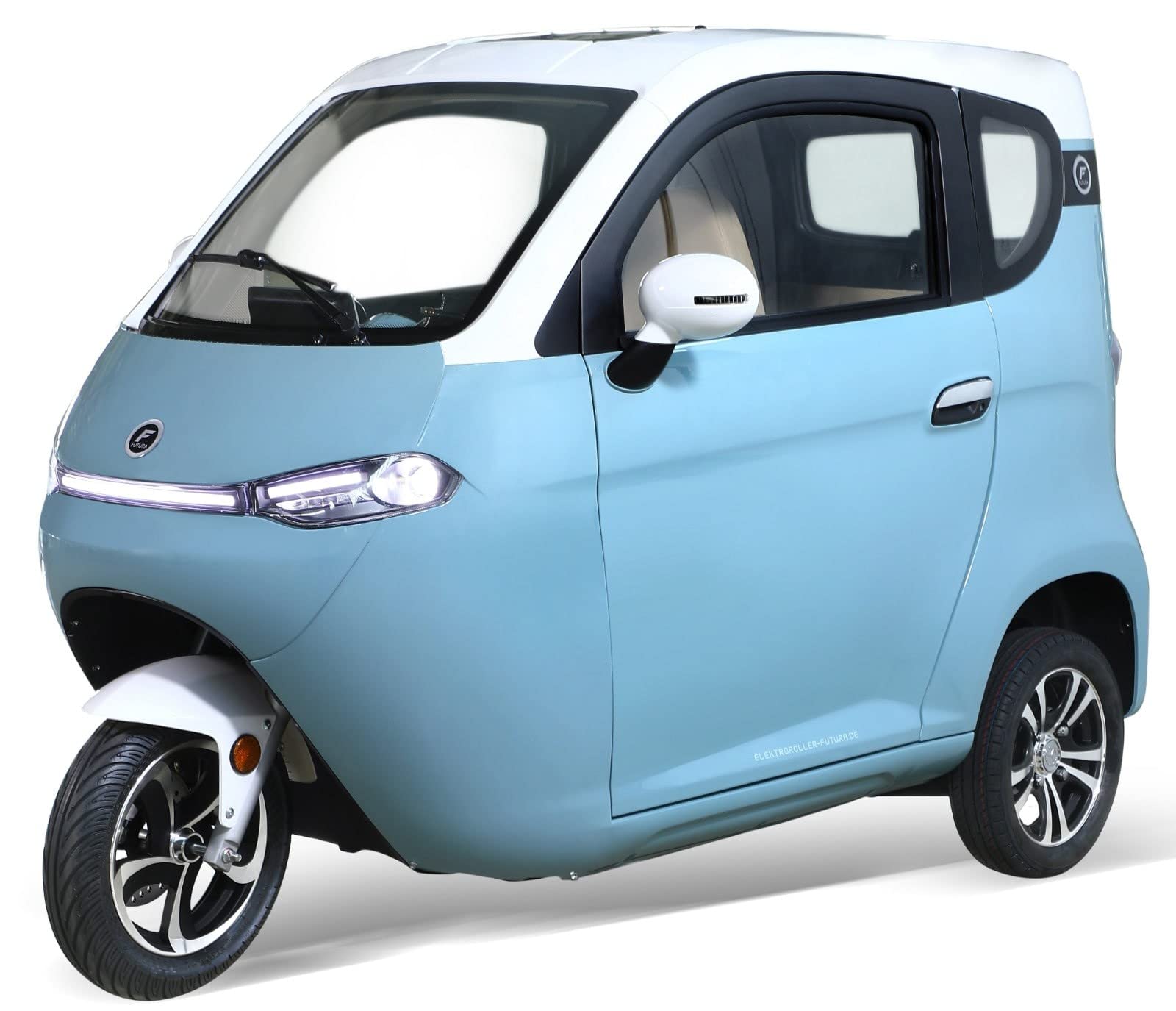 Kabinenroller FUTURA 3.0, Blei-Gel Akku, Straßenzulassung 45 km/h, 60 km Reichweite, 2000 Watt, E-Mobil, Elektromobil, Bluetooth-MP3-Radio, Zweisitzer, Blau von elrofu