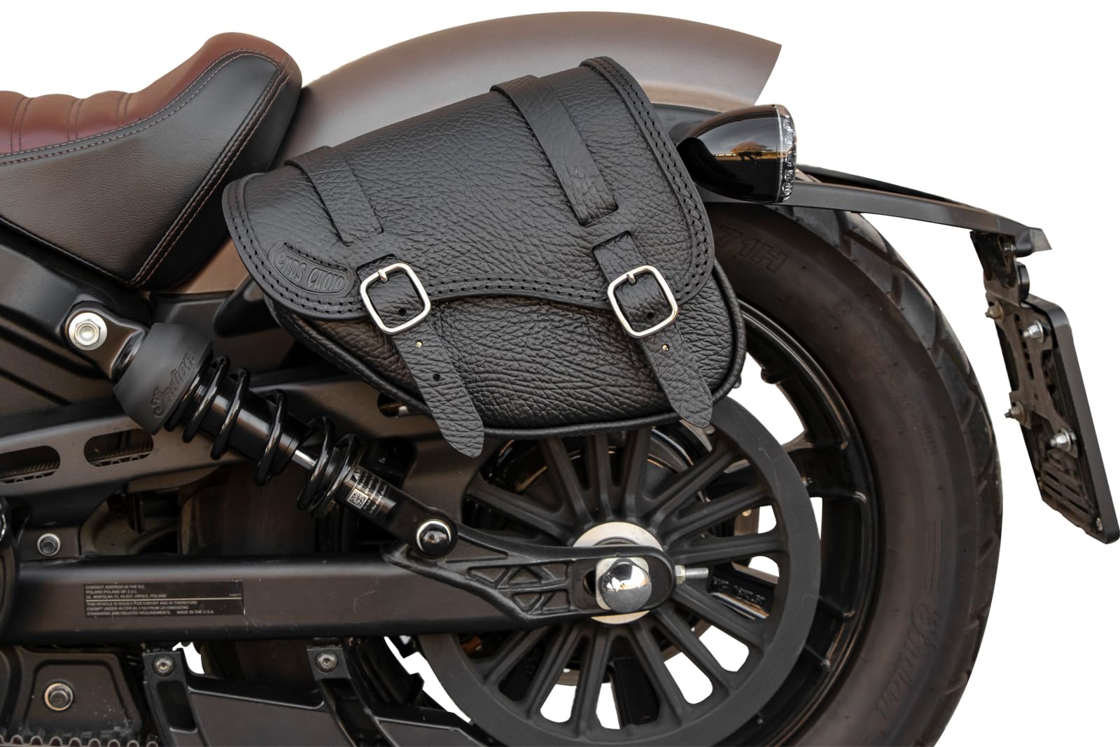 Leder Satteltasche für die Linke Seite aus Leder mit Schnellöffnungen für 2018-2020 Indian Scout Bobber, Made in Italy ENDSCUOIO von ends cuoio