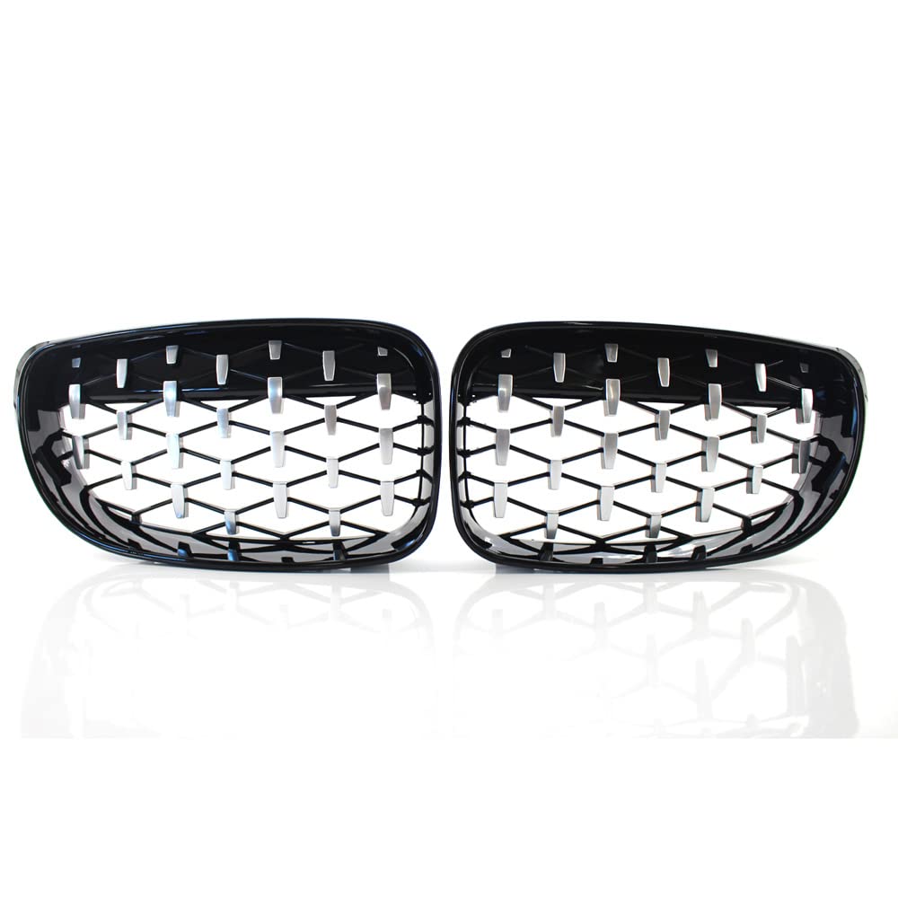 eobidhgi [Replacement] Auto-Diamantgrills, glänzend schwarz, vorderer Nierengrill, Ersatz-Rennteile for BMW 1er E81 E82 E87 E88 2007–2013 (Chrome and Black) von eobidhgi