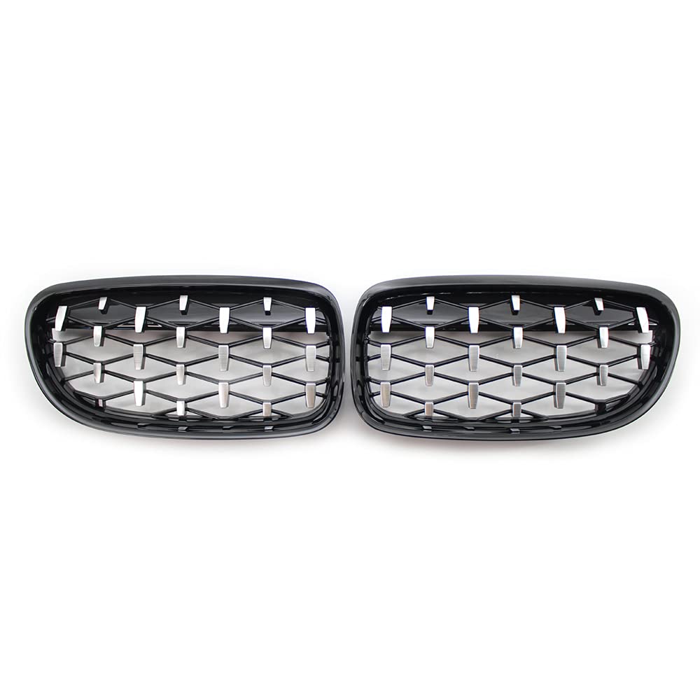 eobidhgi [Replacement] Glänzender schwarzer Chrom-Diamant-Meteor-Stil-Kühlergrill, passend for BMW 3er-Serie E90 E91 4 Türen, for LCI for Facelift 2009–2012, 51137201969 (Black Sliver) von eobidhgi