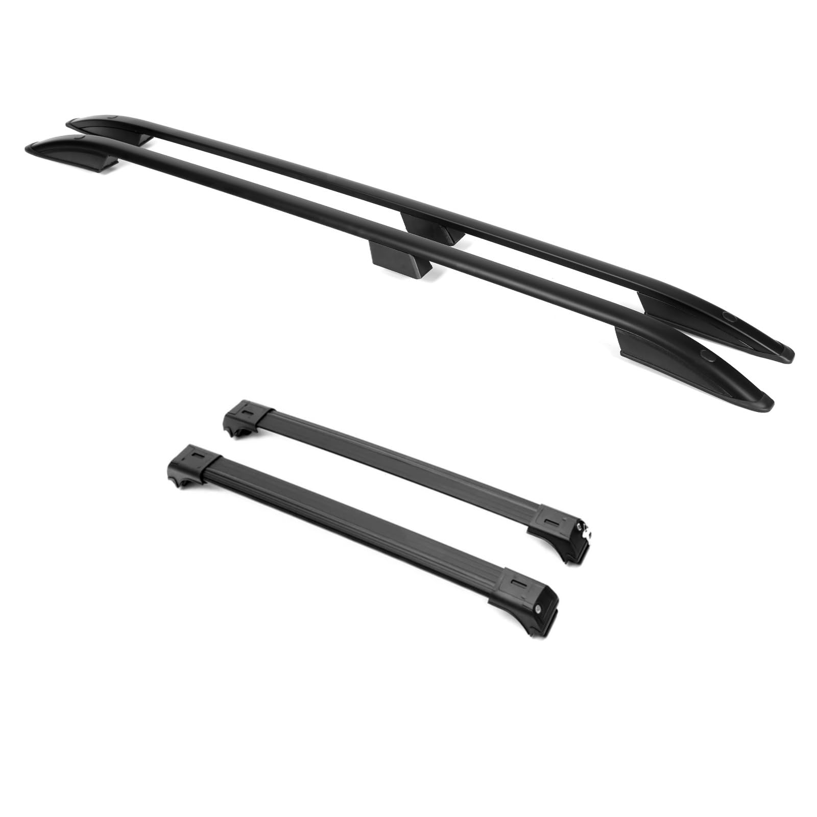 Dachreling + Dachträger Querträger Kompelttset Transportsystem für VW T5 Multivan Transporter ab 2003- Langer Radstand L2 schwarz E-Parts24 von eparts24