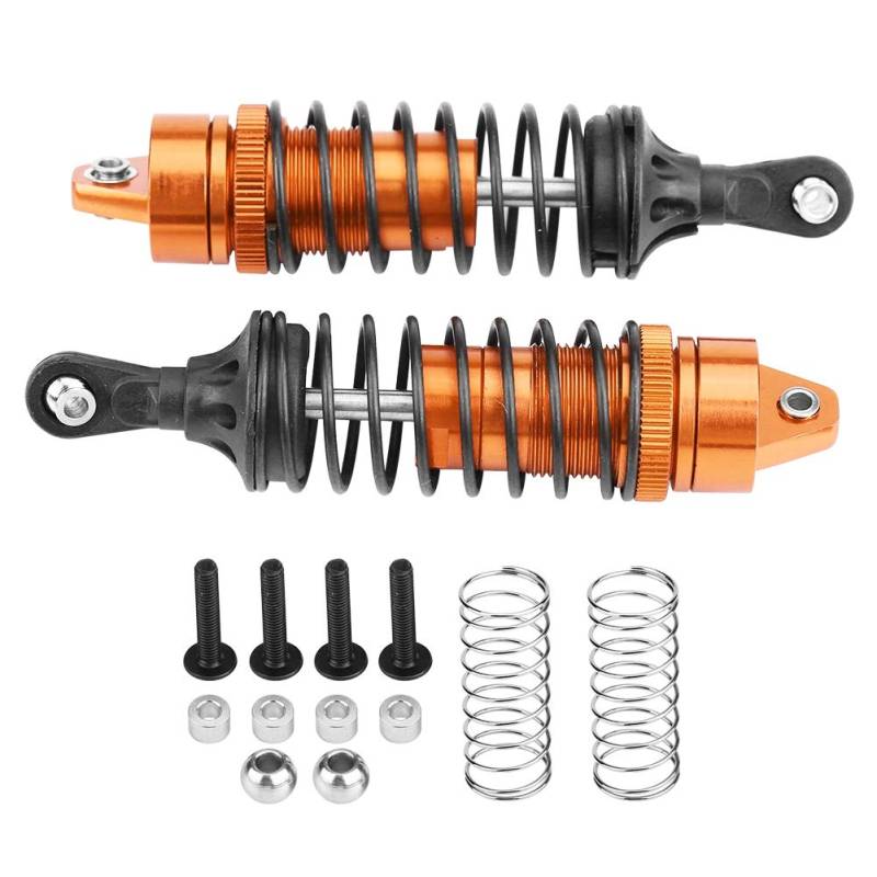 2 Stück RC Aluminiumlegierung 100 mm vorderer Stoßdämpfer für Traxxax Slash 4x4 1/10 Auto RC Stoßdämpfer Dämpfer Set (SLA023—OR Orange with 1.3MM wire diameter spring) von equlup