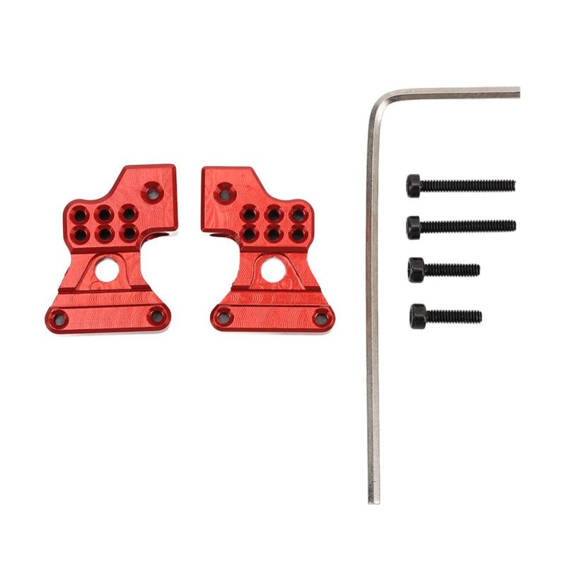 2pcs RC Heckschockturm, Aluminiumlegierung hinterer Suspensionshalterung 17x13x5mm/0,7 x 0,5 x 0,2 Zoll Heck -Stoßdämpfer -Platte für SCX24 1/24 RC -Auto (Rot) von equlup