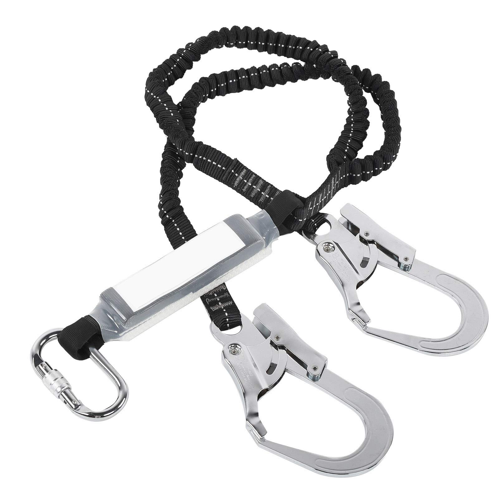 Abfalls chutz Lanyard, 25KN 1,54 m/5,1 ft elastischer Sicherheits Gurt Lanyard Doppelstahl-Haken Anti-Falling-Seils eil Gurt für Outdoor-Arbeiten in der Luft von equlup