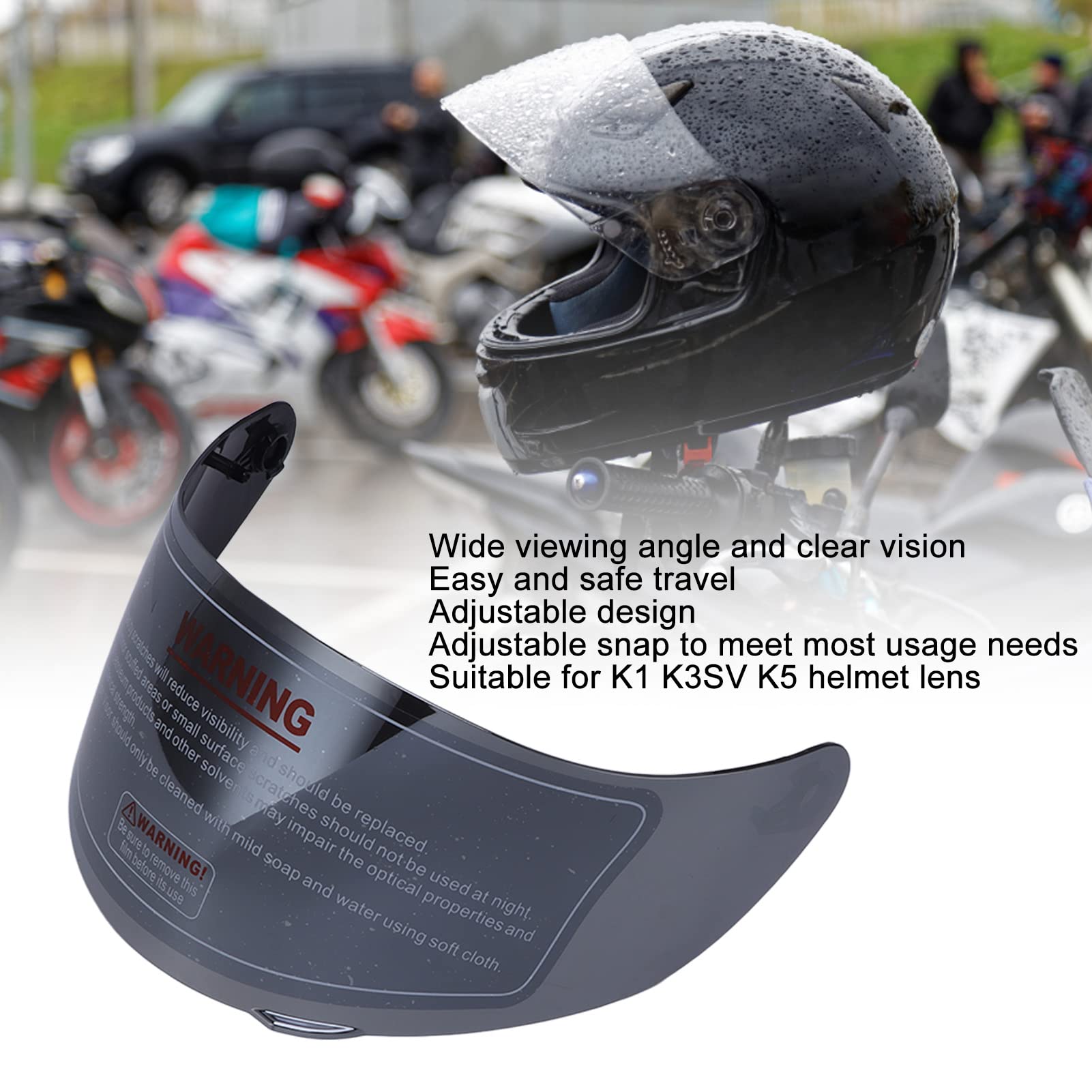 Helm Objektiv, PC Flip Up Face Visor Windlinsen Motorrad Helm Visor Sonnenschutz Ersatzhelm Visierlinse für K1 K3SV K5 Helme (Silberplattiert) von equlup