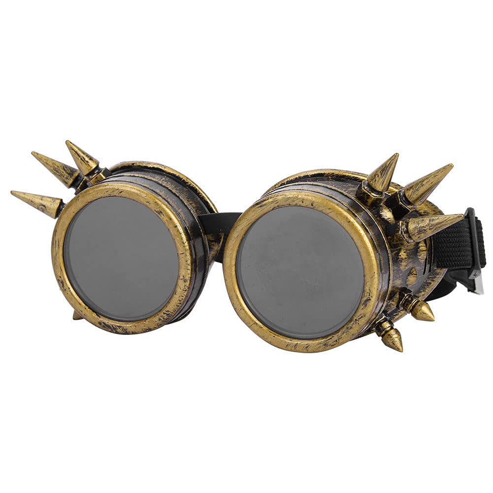 Vintage -Brille, 2,2 -Zoll -Vintage -Spiked Steampunk -Brille Cosplay -Brille Doppelschicht Windschutz für Cosplay Party Outdoor -Radsportaktivität (Bronze) von equlup