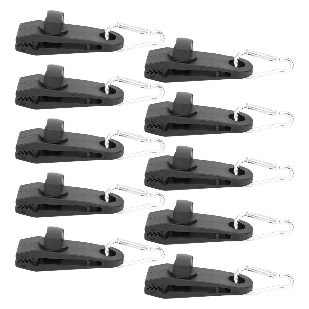 Zelt Clip Karabiner, 10-PcsNylon Aluminiumlegierung Outdoor Zelt Retaining Clips Wind Proof Fixing Klemme mit Karabiner Zubehör für Camping Markise Caravan von equlup