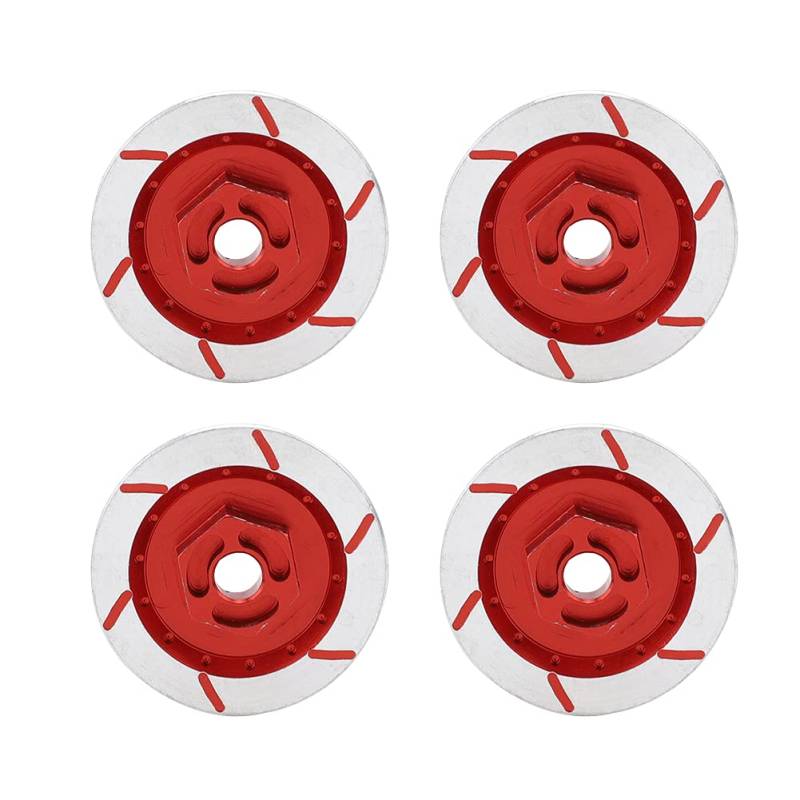 equlup 4pcs Aluminium -Leichtmetallrad mit Dübel RC -Auto 12mm Sechskant Bremsscheibenscheiben -Scheiben -Zubehör für HSP94123/R31 1/10 RC -Autozubehör (Rot) von equlup