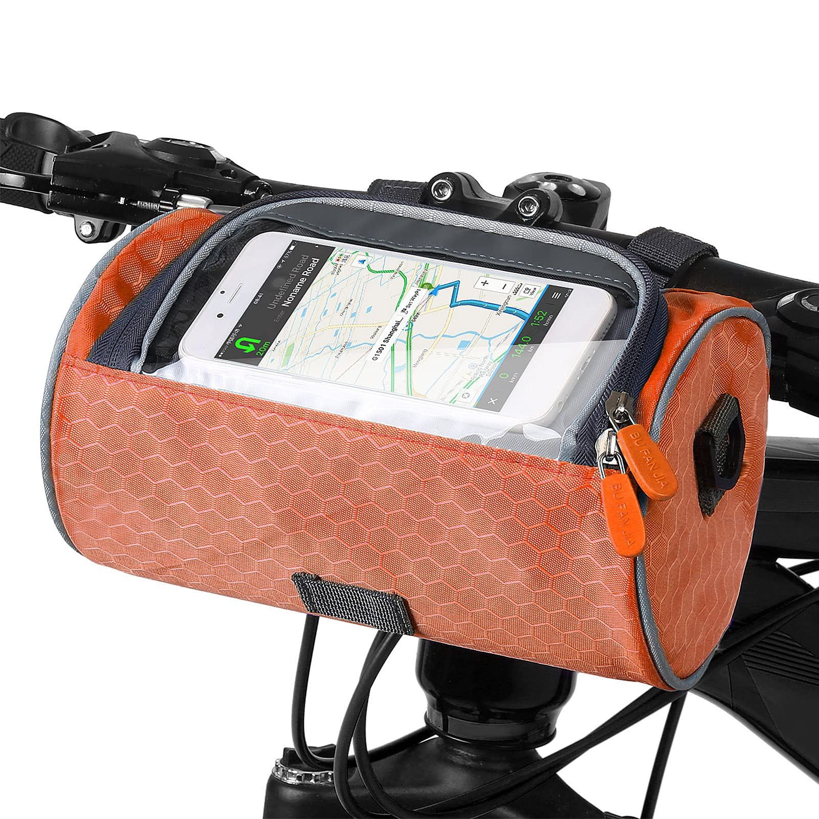 equlup Bike -Lenkerbeutel Vorkorb Pack mit Touchscreen -Telefonhalter Aufbewahrung mit abnehmbarem Schultergurt für Dirt Bikes Road Mountainbikes von equlup