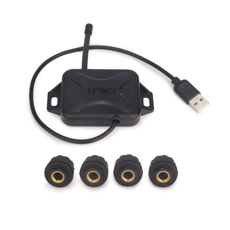 erisin Universal USB TPMS Modul Reifendruckprüfer mit 4 Externe Sensors, USB Reifendrucksensor Reifendruckkontrollsystem für Android Autoradios von erisin