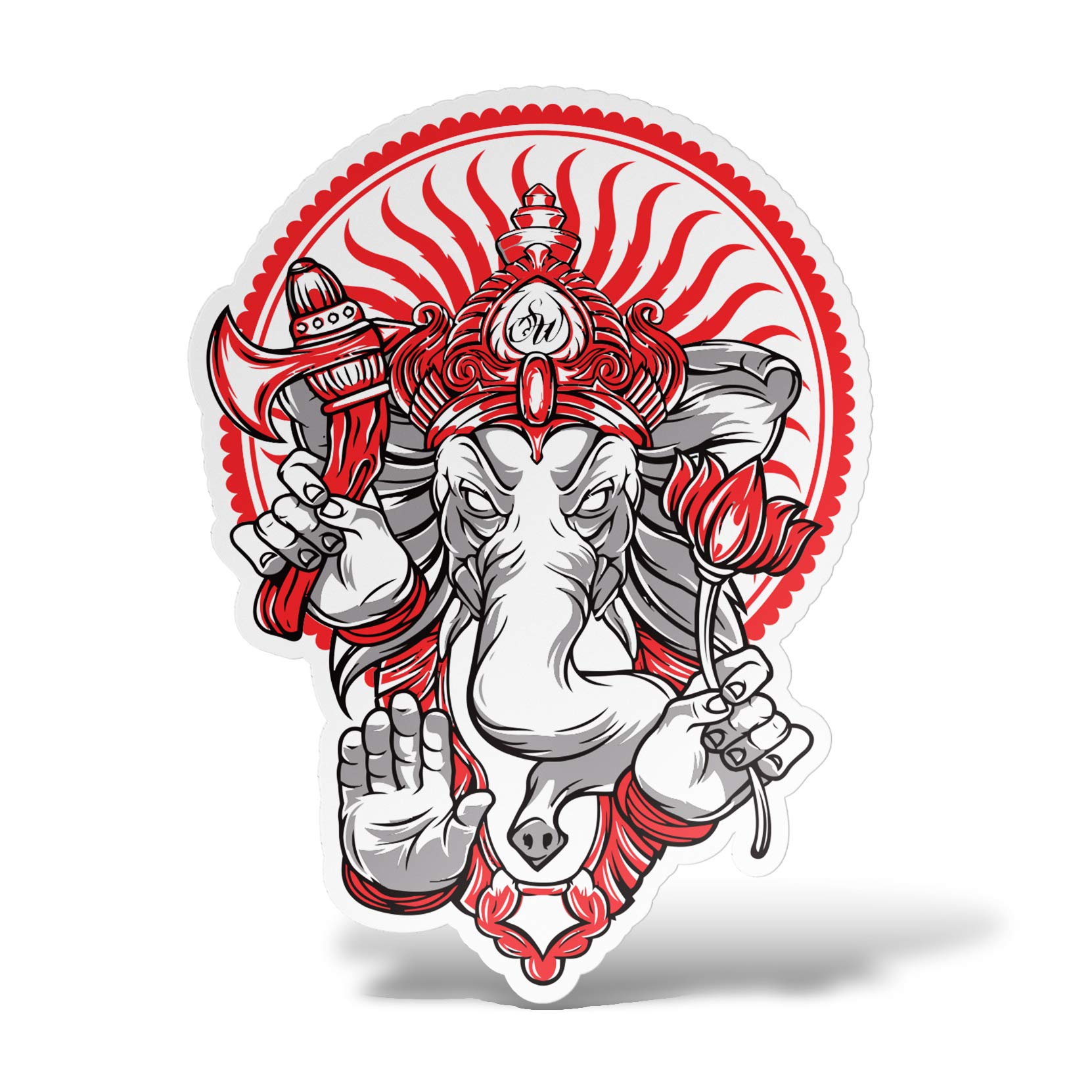 erreinge Aufkleber Ganesha Hindu Elefanten geprägt Adhesive PVC für Abziehbild Tapete Auto Moto Helm Camper Laptop - 12 cm von erreinge