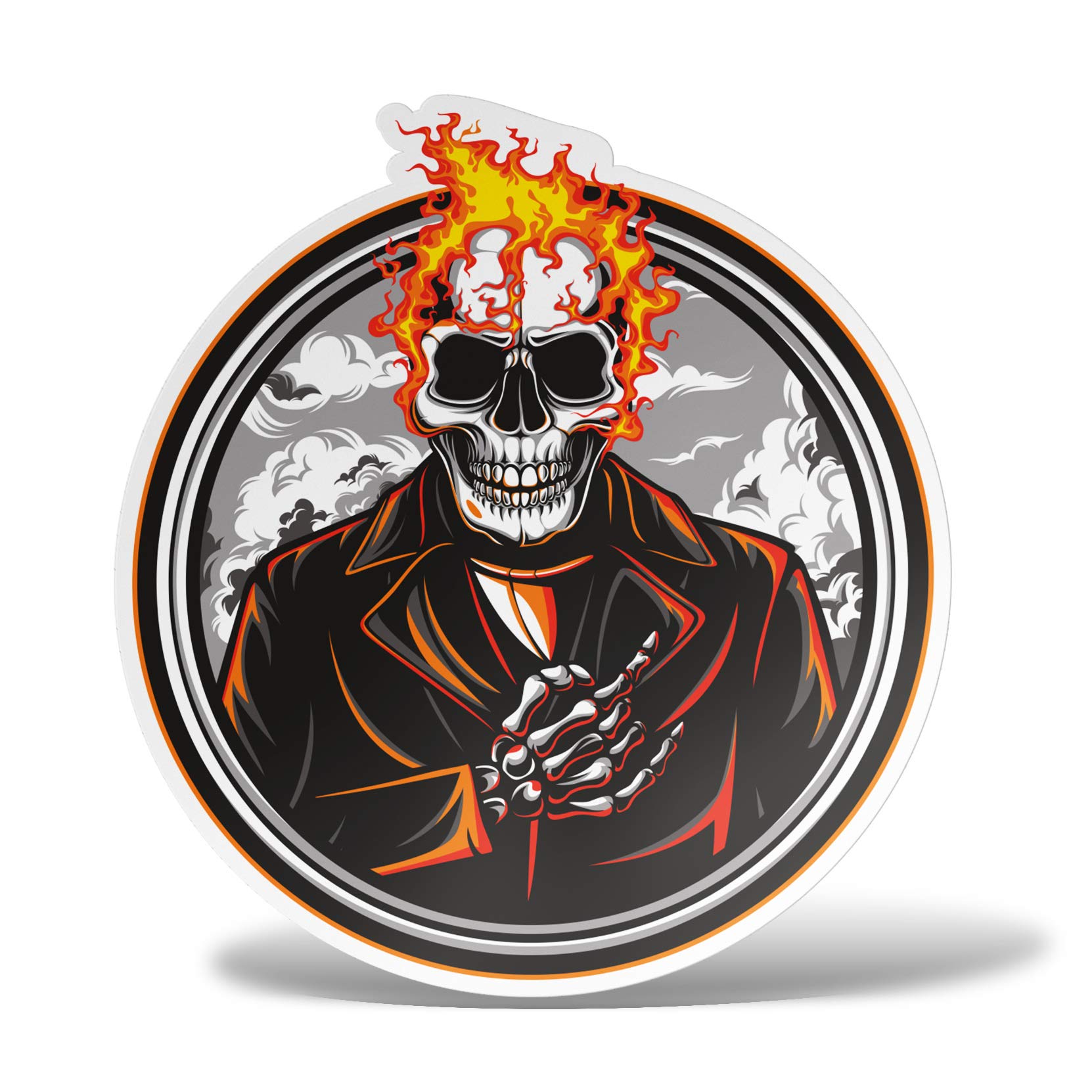 erreinge Aufkleber Ghost Rider Schädel Shaped Adhesive PVC für Abziehbild Tapete Auto Moto Helm Camper Laptop - 12 cm von erreinge