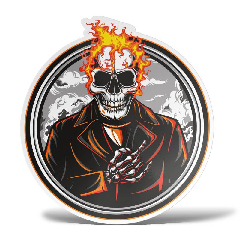 erreinge Aufkleber Ghost Rider Schädel Shaped Adhesive PVC für Abziehbild Tapete Auto Moto Helm Camper Laptop - 12 cm von erreinge