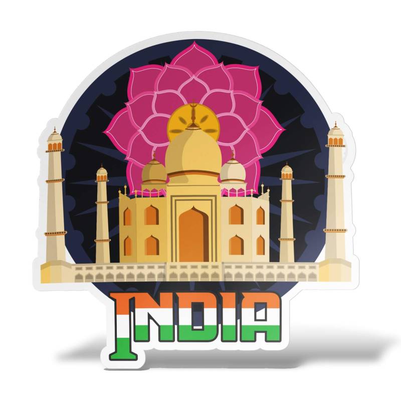 erreinge Aufkleber Indien Taj Mahal-Andenken-Aufkleber PVC-Form Für Abziehbild Tapete Auto Moto Helm Camper Laptop - 10 cm von erreinge