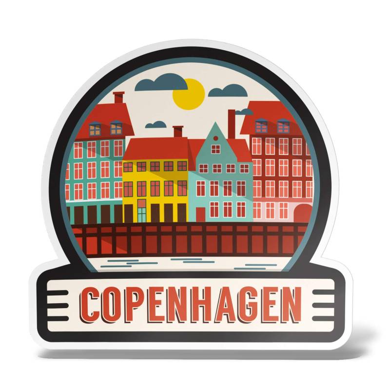 erreinge Aufkleber Kopenhagen Dänemark Souvenirs Shaped Adhesive PVC für Abziehbild Tapete Auto Moto Helm Camper Laptop - 12 cm von erreinge