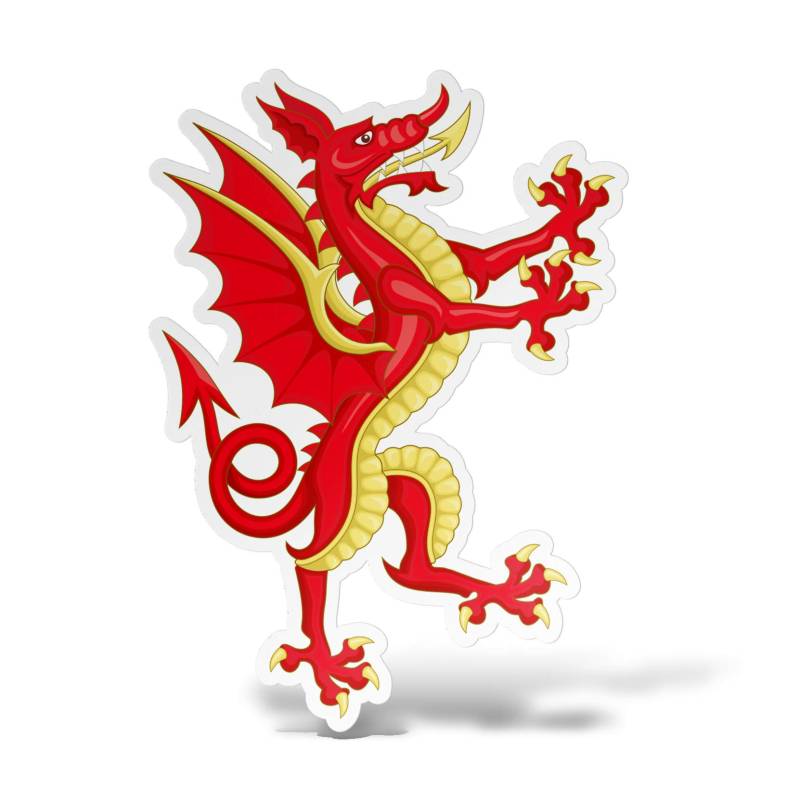 erreinge Aufkleber Wales Flag Drache geformte Adhesive PVC für Abziehbild Tapete Auto Moto Helm Camper Laptop - 10 cm von erreinge