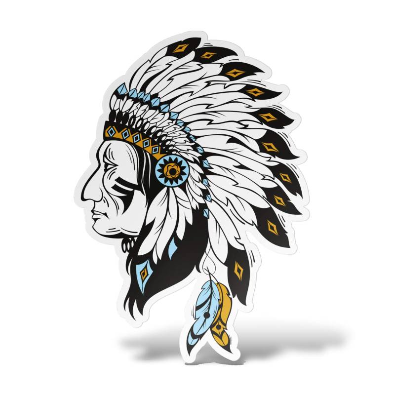 erreinge Native American Indian Aufkleber Links Shaped Adhesive PVC für Abziehbild Tapete Auto Moto Helm Camper Laptop - 15 cm von erreinge