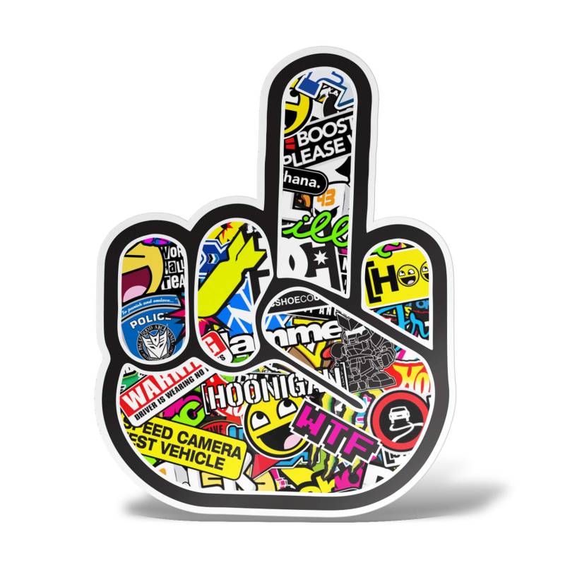 erreinge Sticker Bomb Mittelfinger Dub Tuning JDM geformte Aufkleber PVC für Auto-Fenster Heckscheibe Moto Scooter Helm - 12 cm von erreinge