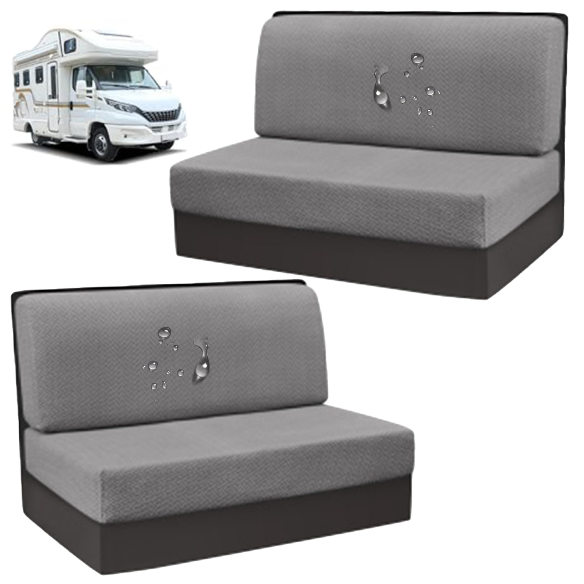 eurNhrN RV Dinette Kissenbezüge, 4pcs (2Set) Dehnbarer RV -Couchabdeckung, 360 ° Wrap Jacquard -Stoff -RV -Sitzbezüge mit Gummiband, RV -Kissenbezüge, Nicht -Schlupf -Deckungen graue Sitzabdeckungen von eurNhrN