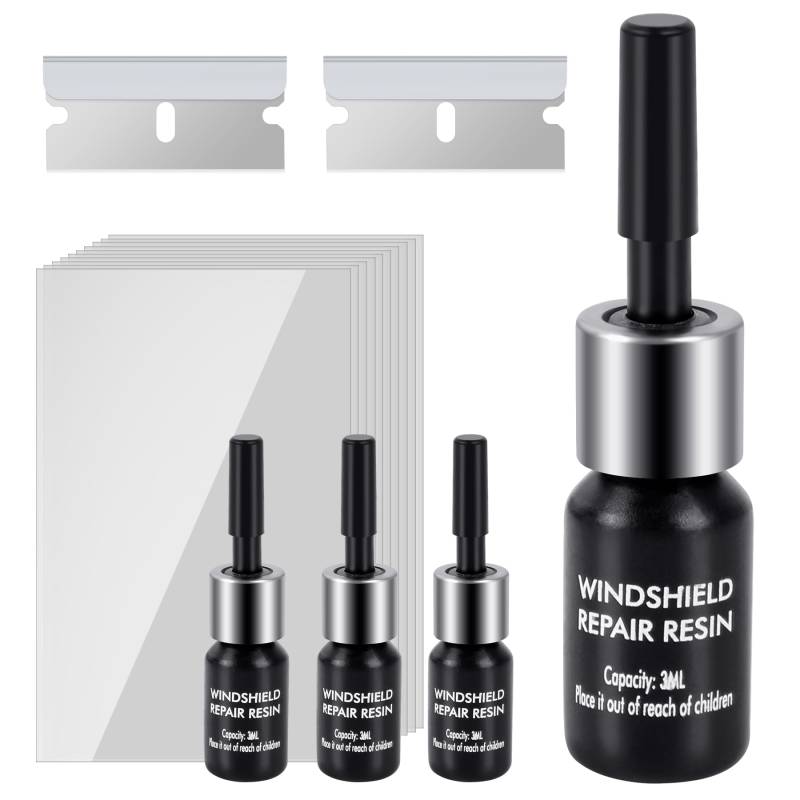 everfarel Auto Windschutzscheiben Reparaturset Werkzeug, Auto Windshield Repair Kit, Glas Reparatur Flüssigkeit für Windschutzscheibenrisse 4pcs von everfarel