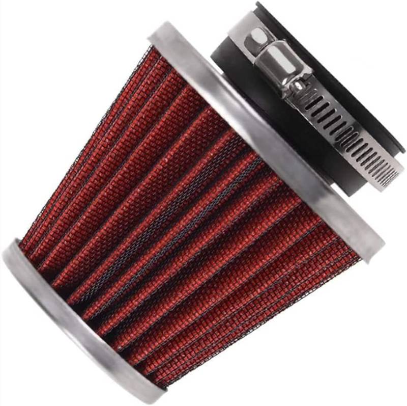 Evermotor Universal Doppelschicht Stahl Filter Luftfilter Rot 48mm 49mm 50mm für Motorrad Scooter ATV Moped Roller von evermotor