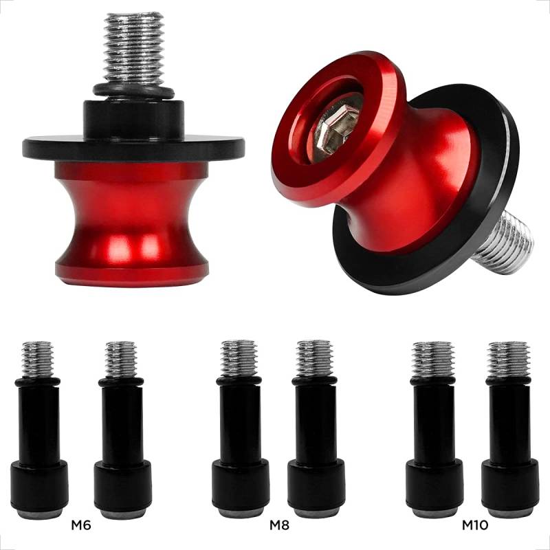 Universal CNC Aluminium Ständeraufnahme Rot M6X1mm,M8X1.25mm,M10X1.25mm Bobbins Montageständer für Yamaha YZF R1 R3 R6 R25 R125 R1000 R6S Yamaha MT-01 MT-03 MT-09 MT-10 Aprilia RSV4 RSV4 R von evermotor