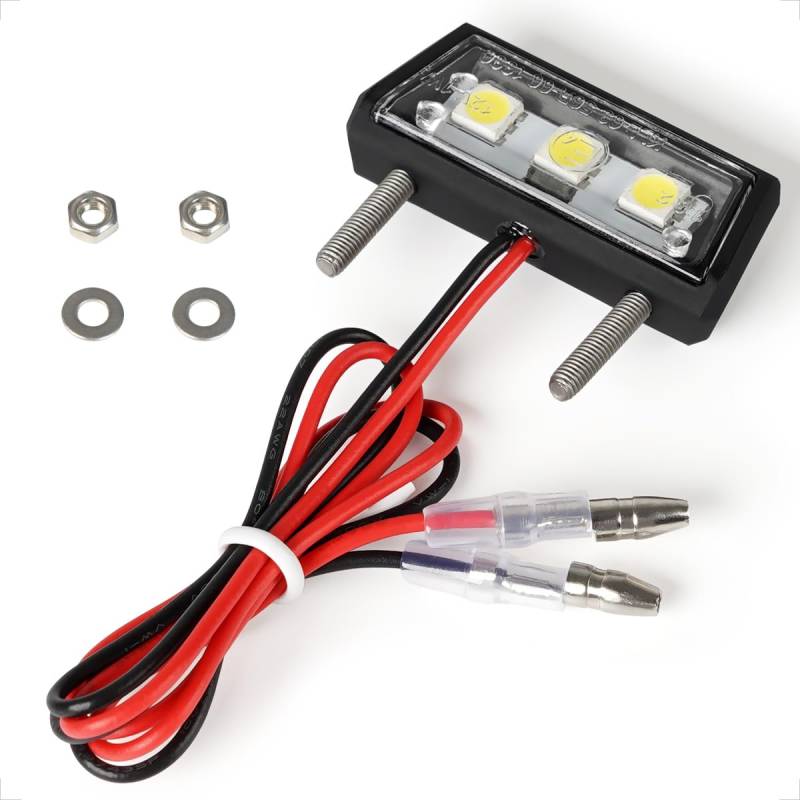 evermotor Universal Mini 12V 1W E4 LED Kennzeichenleuchte, Kennzeichenbeleuchtung E-geprüft Motorrad Auto Kfz Quad ATV schwarz Wasserfest IP67 von evermotor