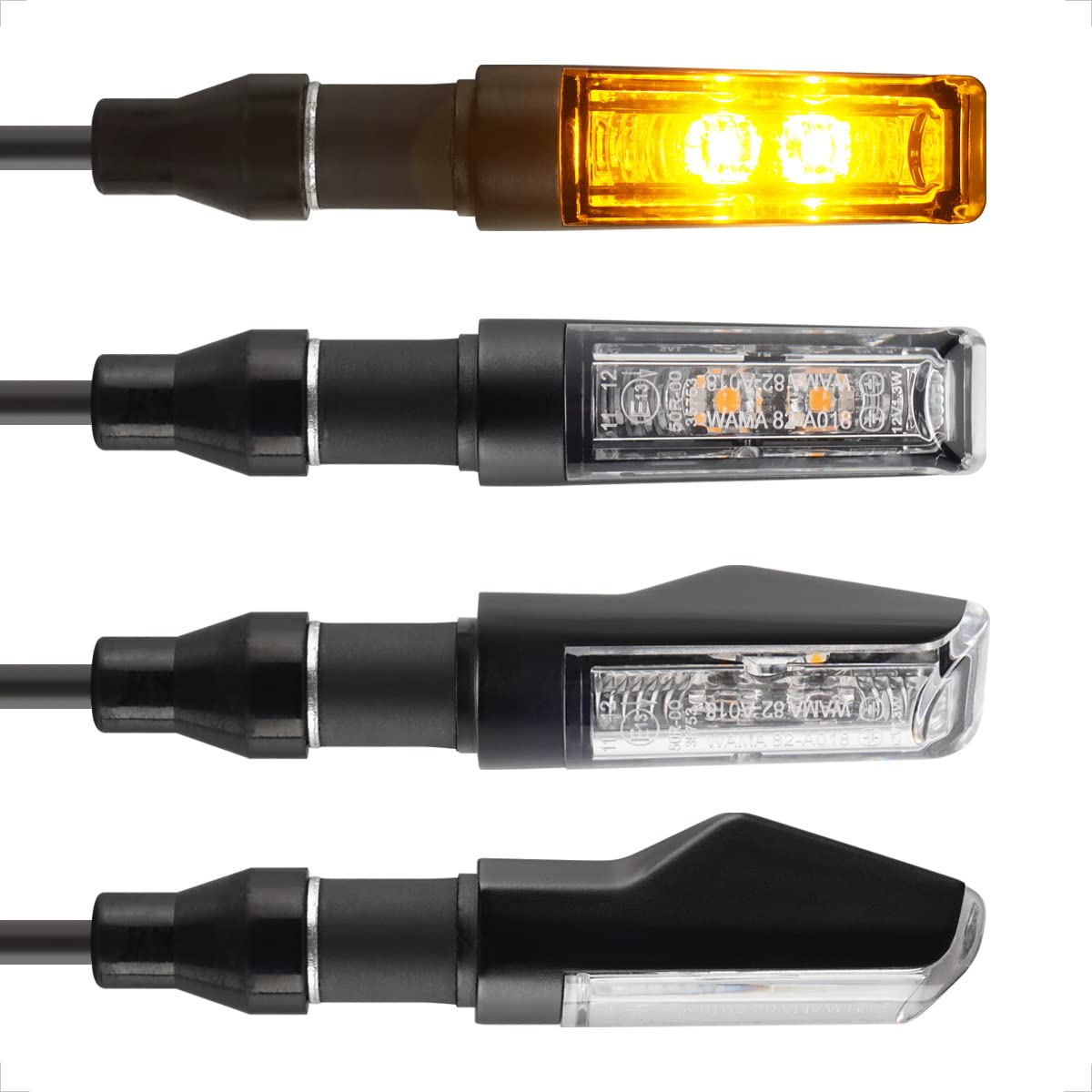 evermotor Universal 12V 4 Stück E13 Motorrad LED Blinker Aluminiumschale Doppelte helle LED mit schöner Oberflächenbehandlung IP67 Wasserdicht E geprüft Amber von evermotor