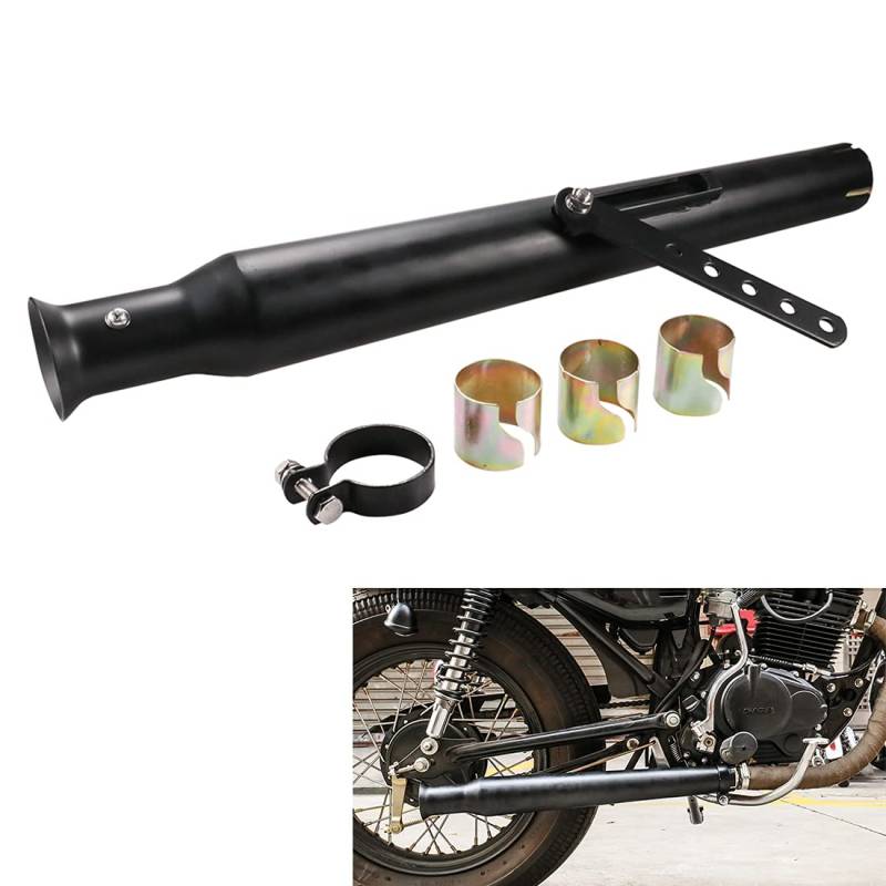 Motorrad Auspuff Universal Universal Slip On 38mm 40mm 42mm Einlass Auspuff Motorrad Schalldämpfer Schalldämpferrohr Slip On für Dirt Bike Street Bike Scooter Cafe Racer (Schwarz) von evomosa