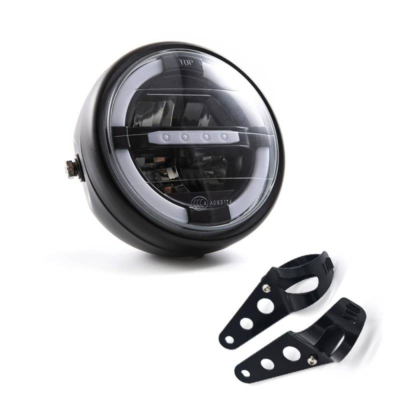 Motorrad Frontscheinwerfer 7'' Universal LED Scheinwerfer mit Tagfahrlicht Blinker für Cafe Racer Bobber Chopper von evomosa