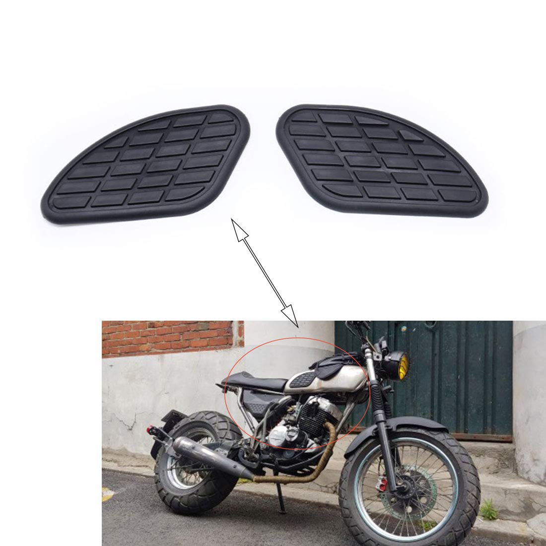 Motorrad Tank Pads Tankaufkleber Pad Retro Universal Motorräder Tank Gummi Schutz Aufkleber von evomosa